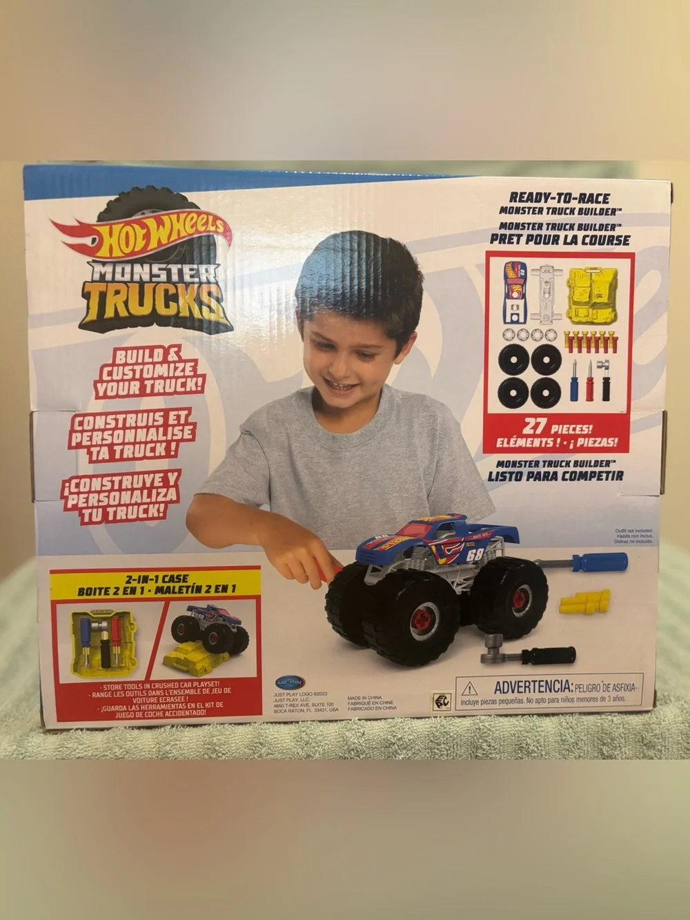 Ready to Race Hot Wheels Monster Truck Builder - Blue and Yellow NEW